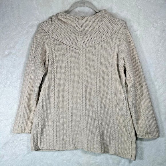 Jeanne Pierre Beige Long Sleeve Sweater Womens 1X Cable Knit Plus Size Sweater - Picture 2 of 11